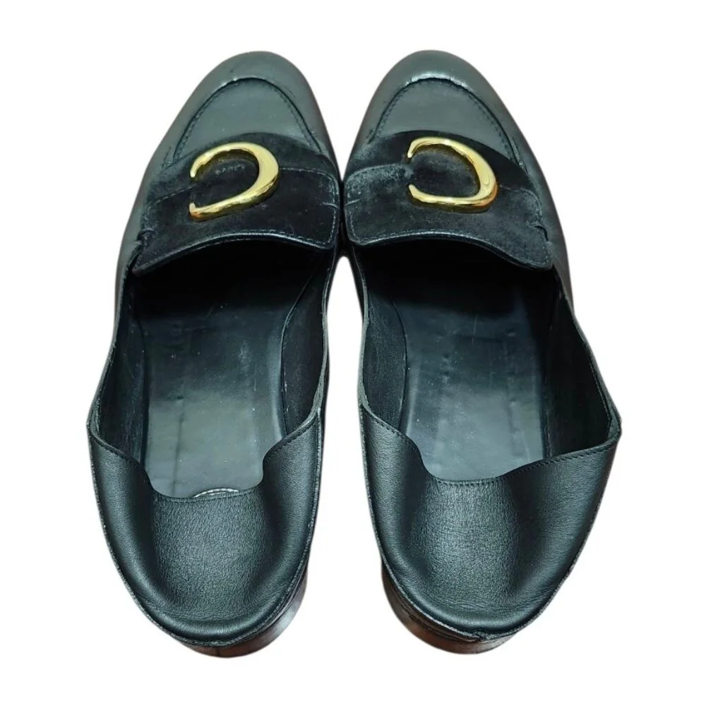 Chloe C Logo Convertible Suede Mule Nubuck Leather Loafers Size EU 42/US 11.5